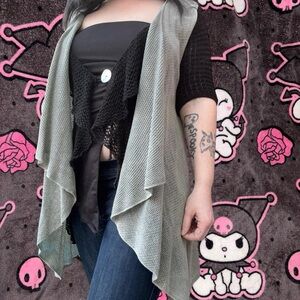 vtg y2k m. rena grunge indie sleaze mesh knit draping flutter vest, sz sm
